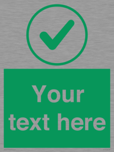 Custom green background, green tick in circle sign